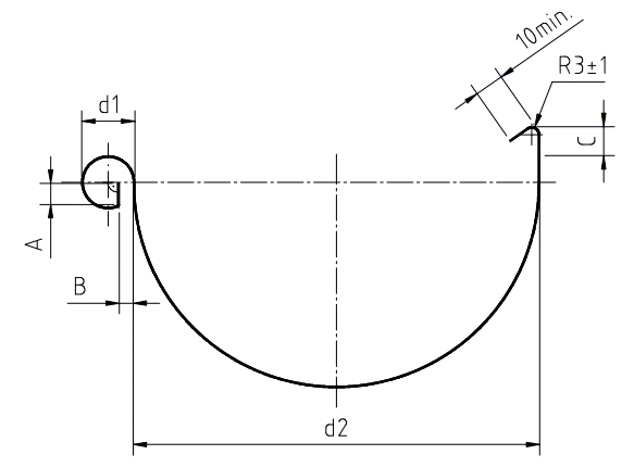 Copper 333mm Eavestrough 3m lengths