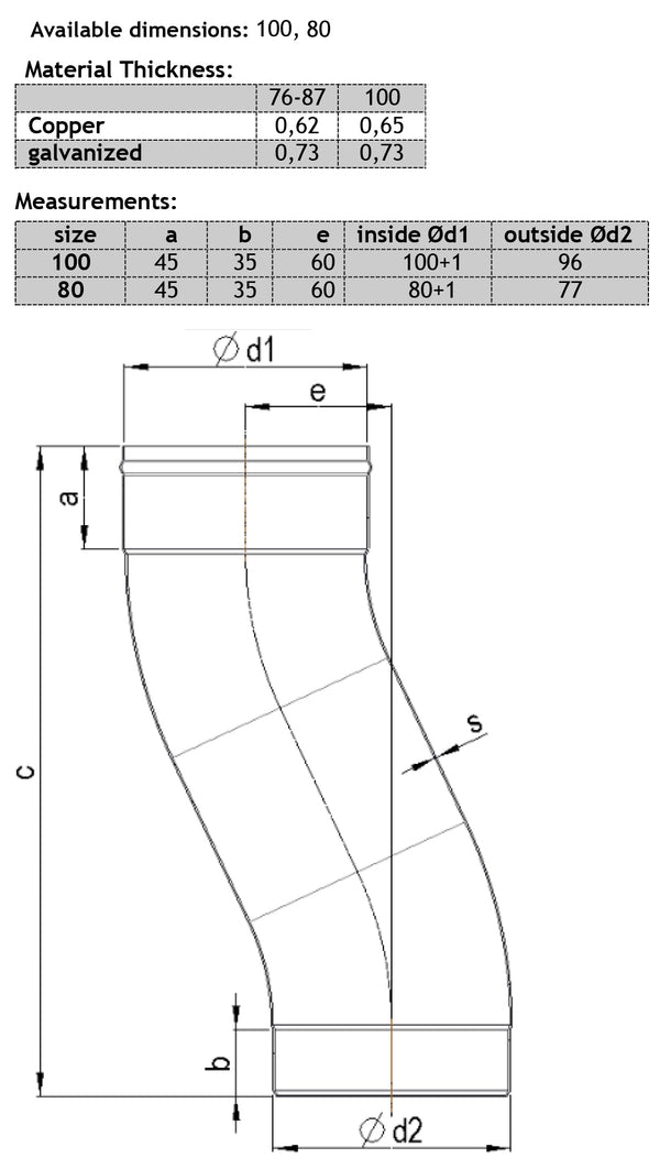 White Coated Steel S-Curve 80mm