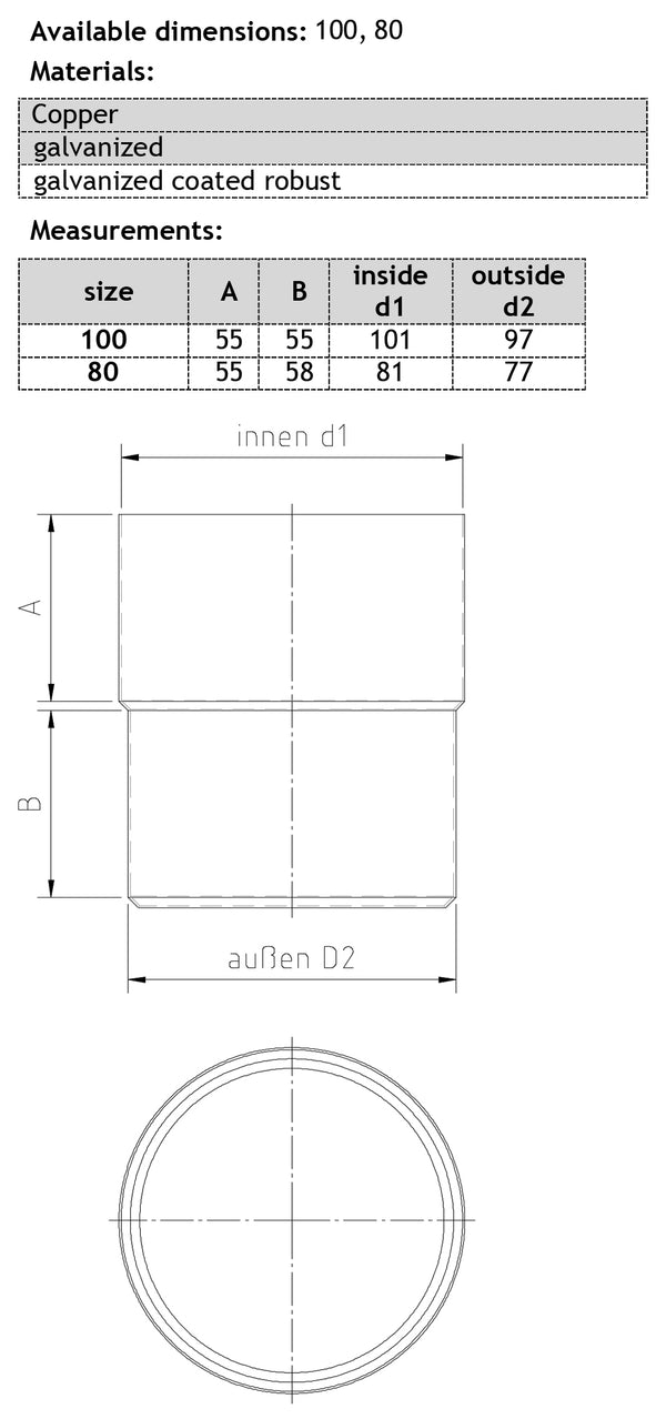 Galvanized Steel Downpipe Connector 100mm