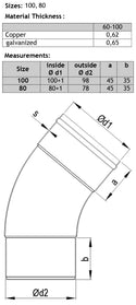 White Coated Steel Elbow 40° 80mm
