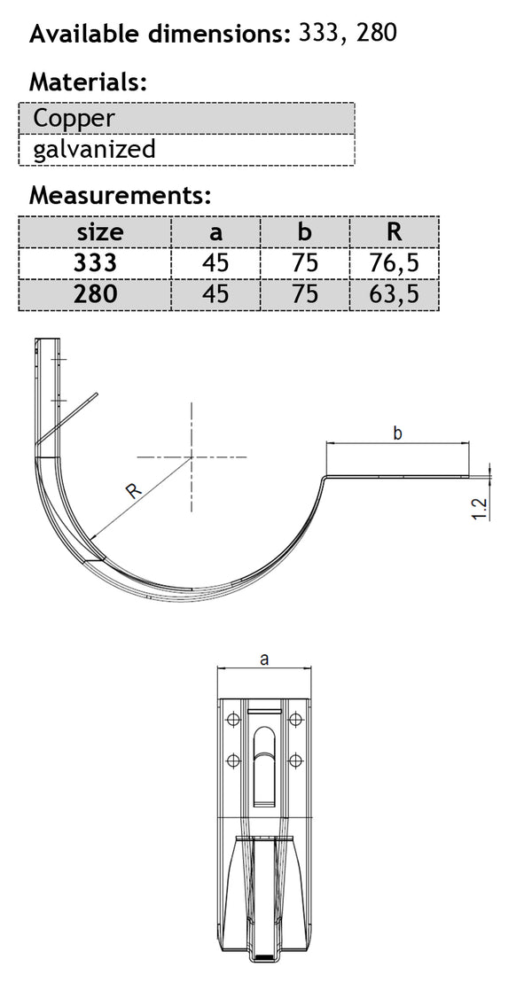 Black Coated Steel 2 part Adjustable Fascia Hanger 280mm