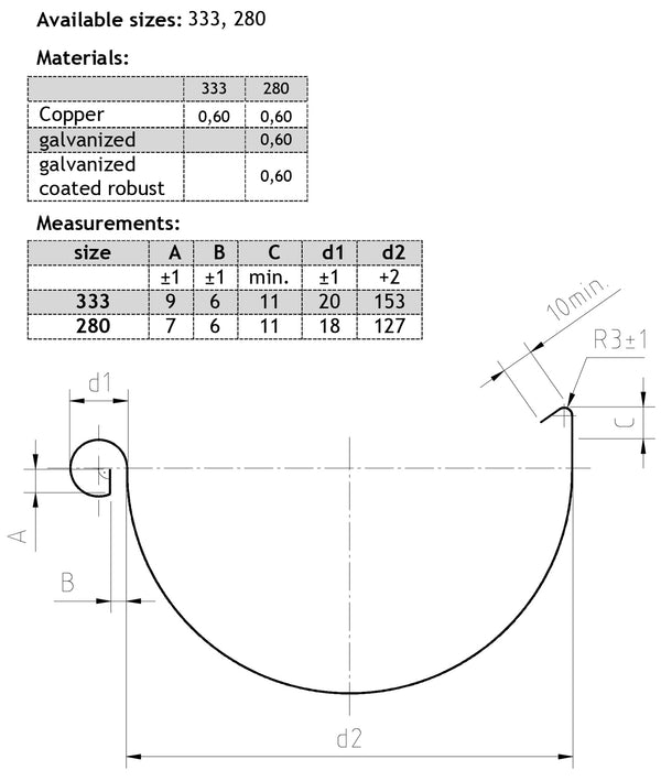 Anthracite Coated Steel	280mm Eavestrough 3m lengths