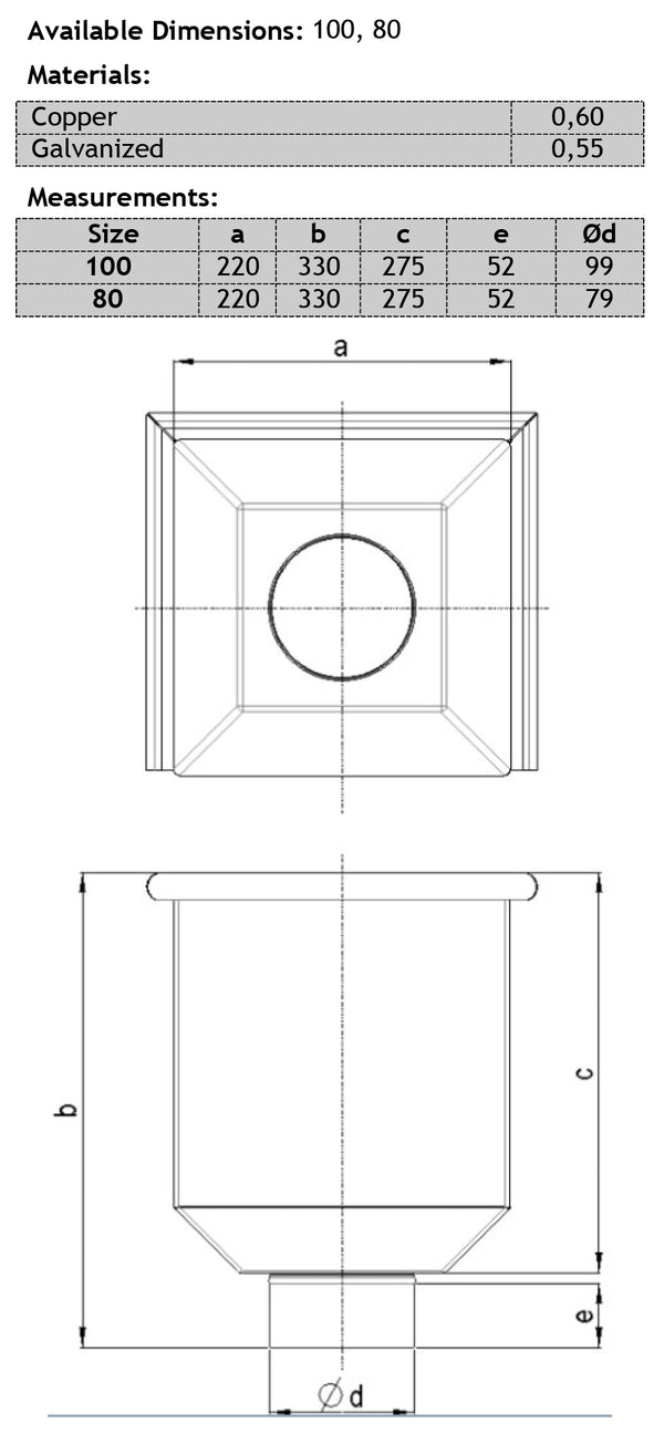 Galvanized Steel Collector Box 100mm