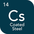 Coated steel badge
